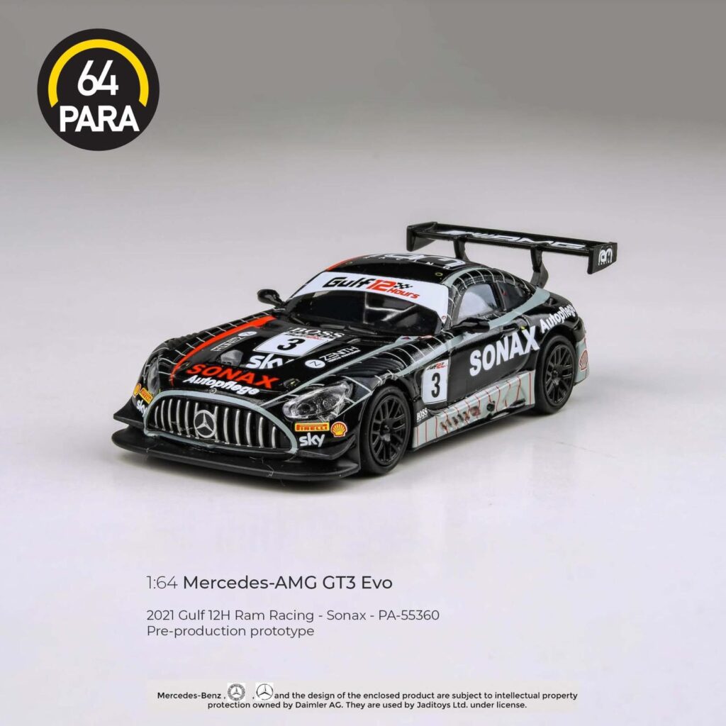 1:64 para64 scale model sports car black in colour.